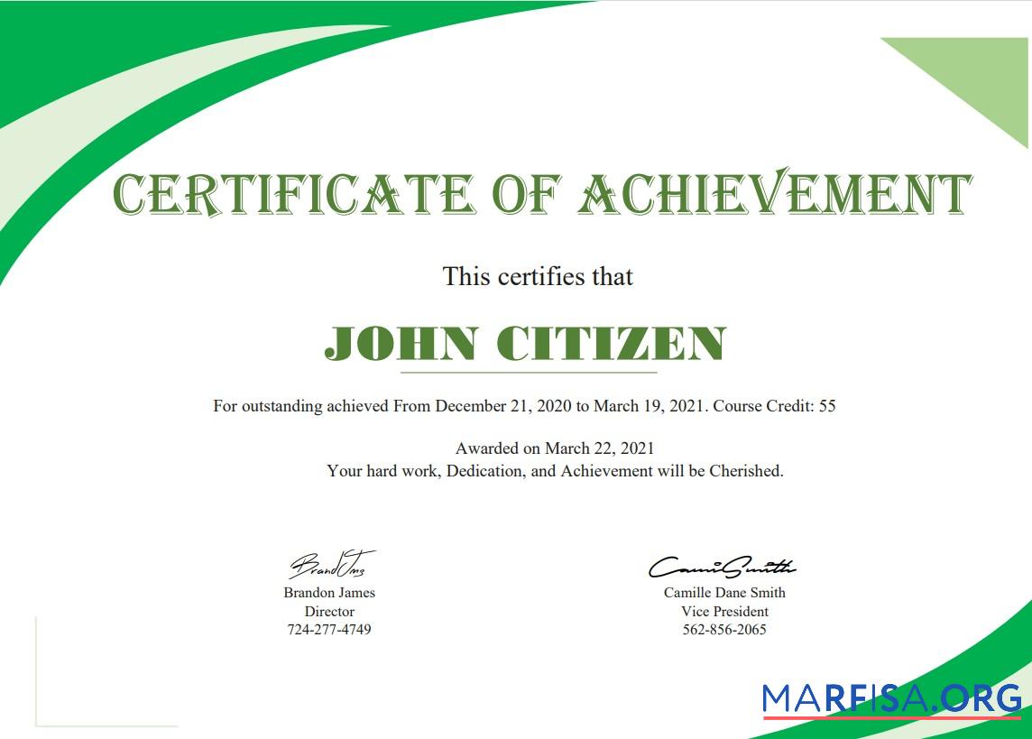 Downloadable USA Certificate of Achievement template in Word and PDF format